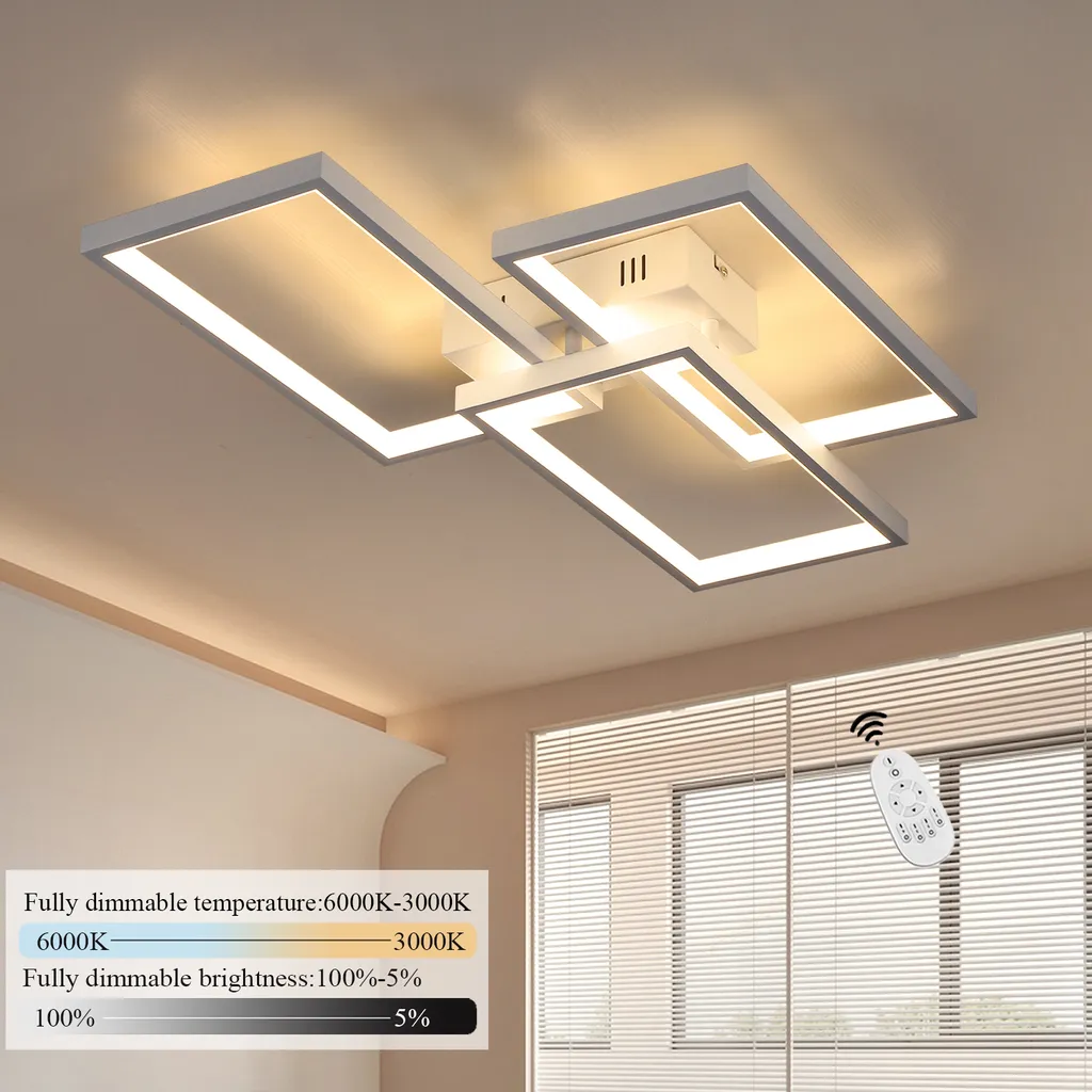 Plafonnier LED 63W Métal Blanc avec Télécommande pour un Éclairage Modulable