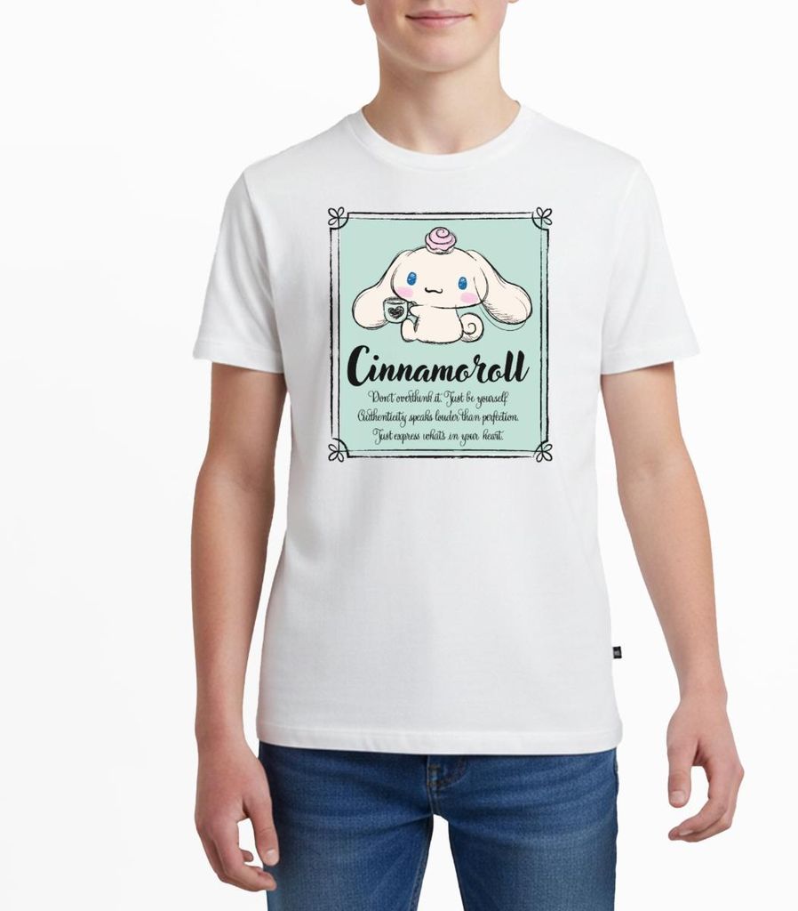 Spreadshirt Cinnamoroll Just Be Yourself Teenager Premium T-Shirt, 146/152 (10 Jahre), Weiß