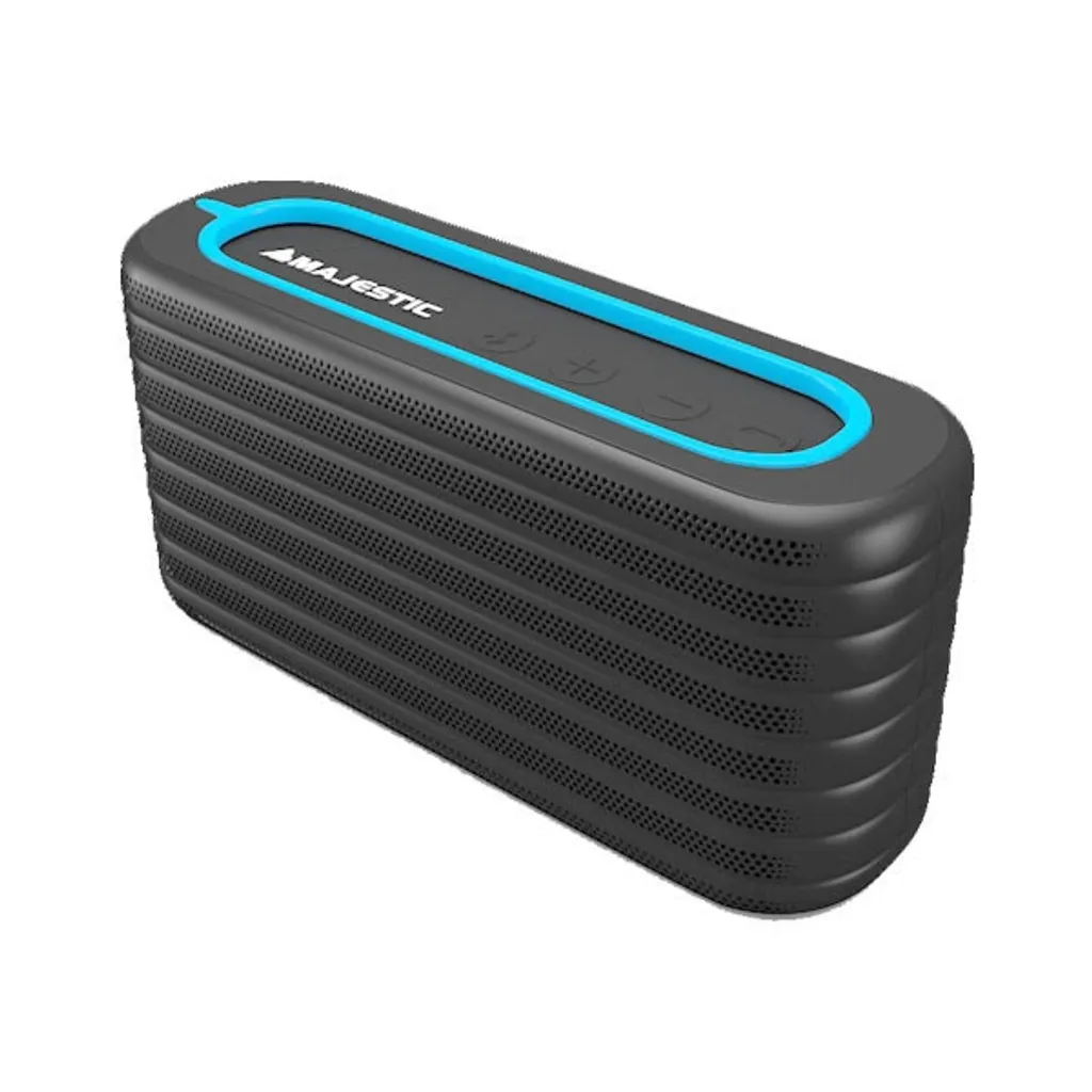 Nuovo Majestic Altoparlante Bluetooth Portatile DJPB-52 Nero/Ciano Impermeabile 5W
