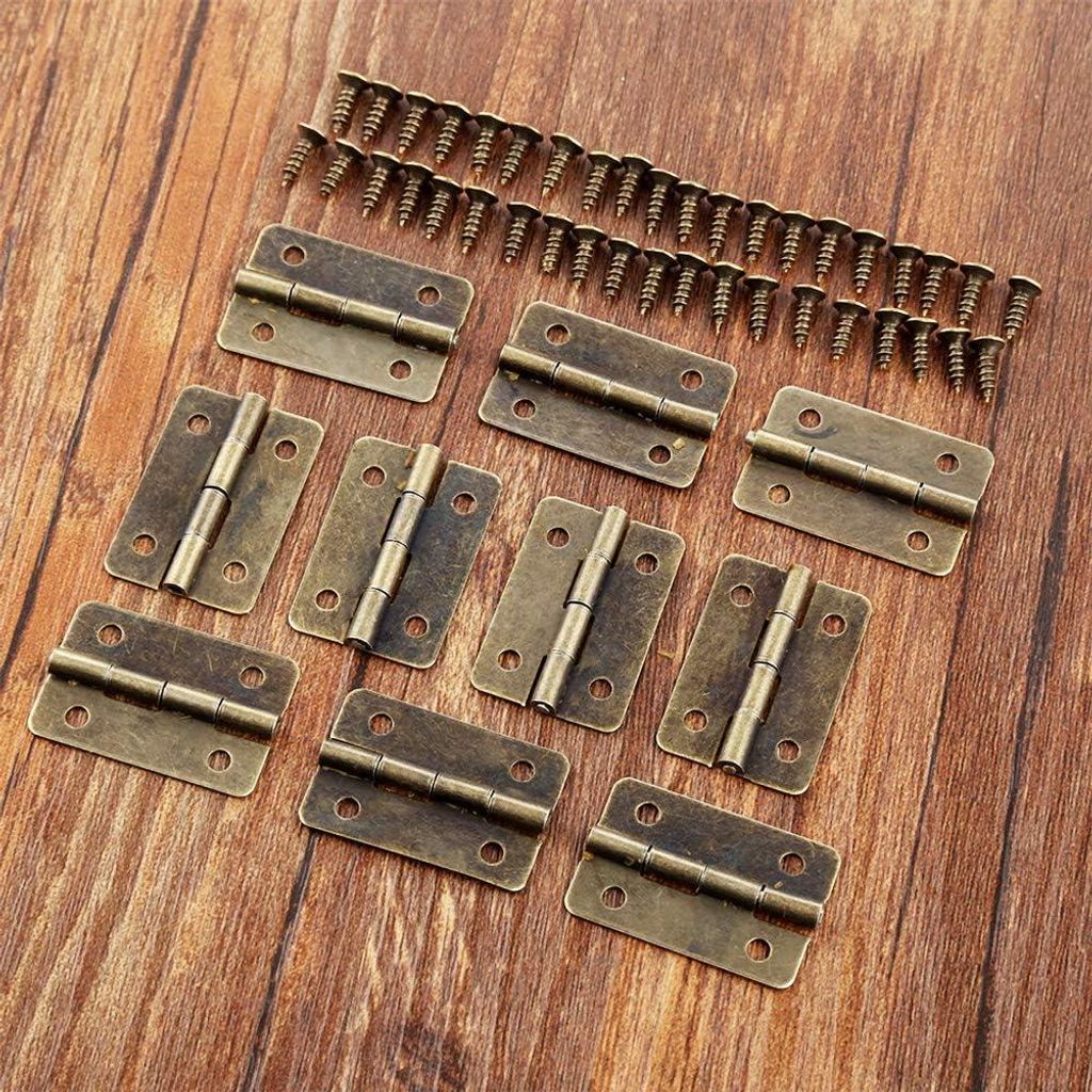 Mini Scharniere - Kleine 50 Stück für Schrank - Schublade - Tür - Kiste - Verbindungen - 200 8mm Schrauben - Messing Scharnier Ersatzschrauben -...