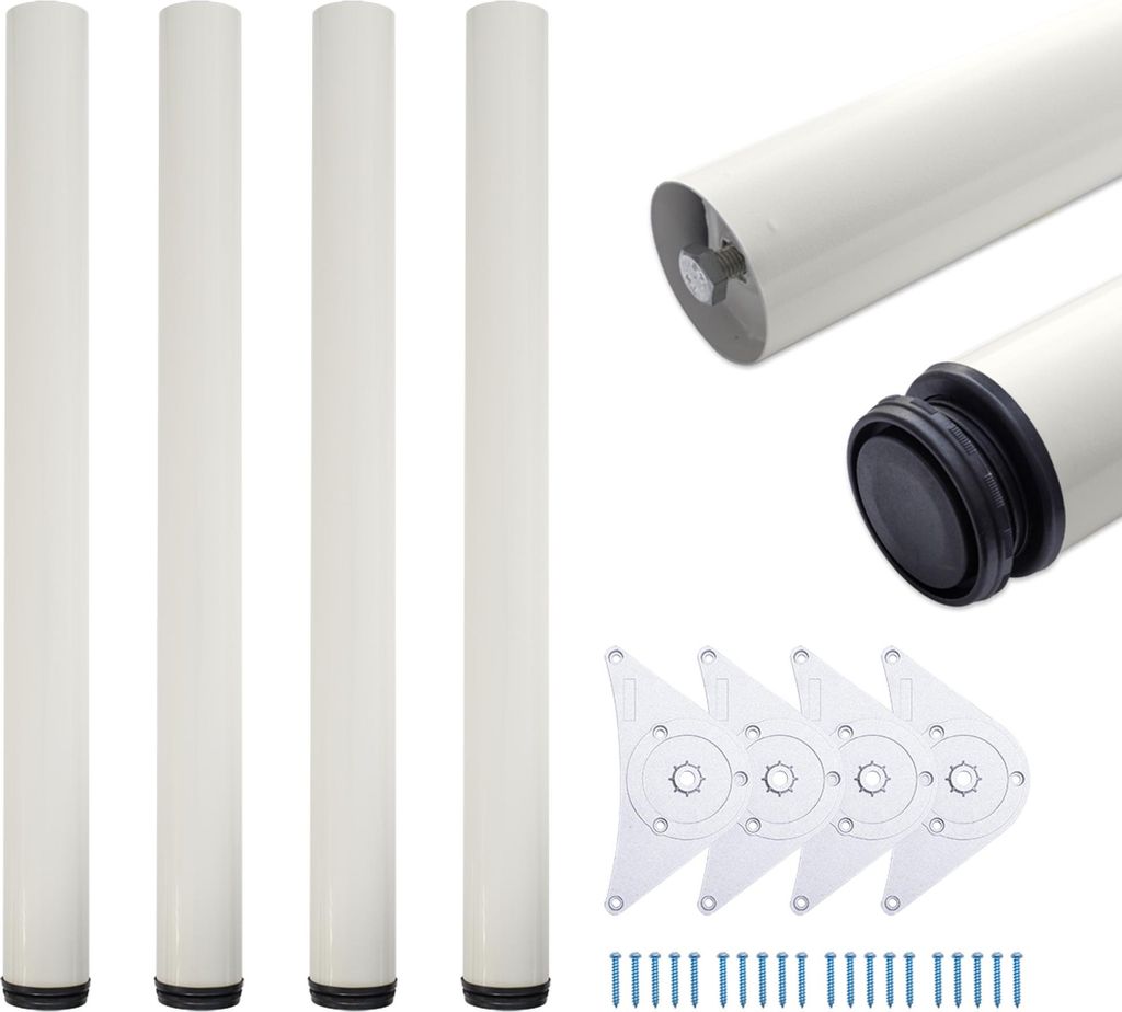4x sossai Premium Tischbeine in Weiß 71cm / Ø60mm Produktbild 