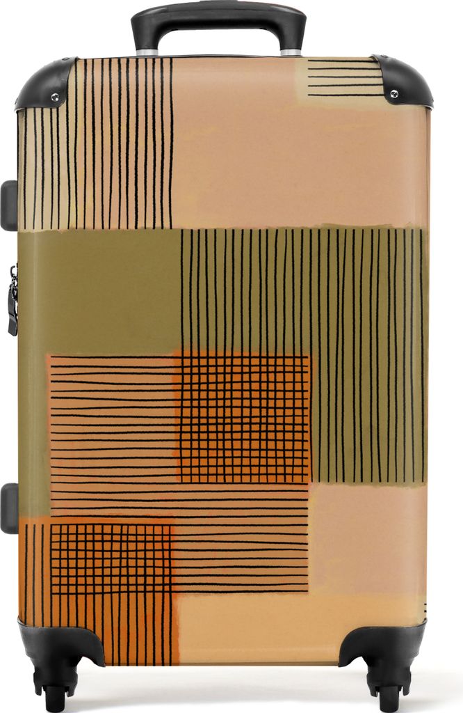NoBoringSuitcases.com Großer Koffer - Abstrakt - Linien - Würfel - Patchwork - Kombinationsschloss TSA - Hartschalen Trolley 4 Rollen - 72 lite...