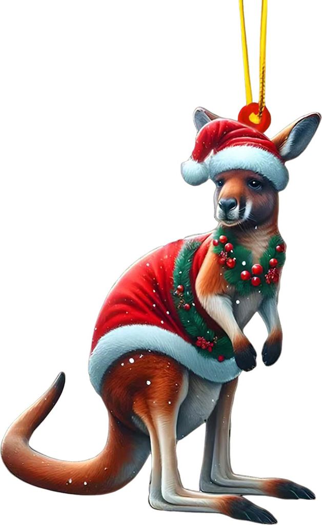 2D-Acryl-Weihnachtsornament, niedlicher flacher Eisbär/Oktopus/Papagei, Tieranhänger für den Auto-Rückspiegel, Auto-Innenausstattung für Fenst...