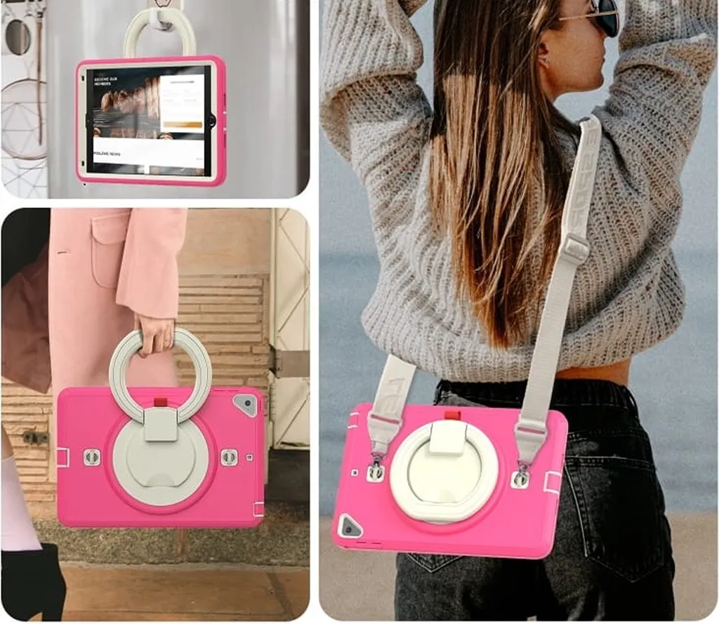 Housse iPad Mini 4 antichoc rose avec cordon de transport pratique - 3