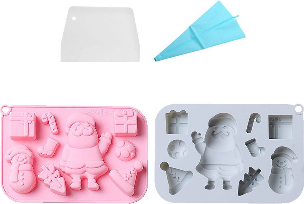 2er-Set Weihnachtliche Silikonformen, Silikonformen in Form Einer Weihnachtsmann-Geschenkbox Zur Herstellung Von Schokolade Und Süßigkeiten