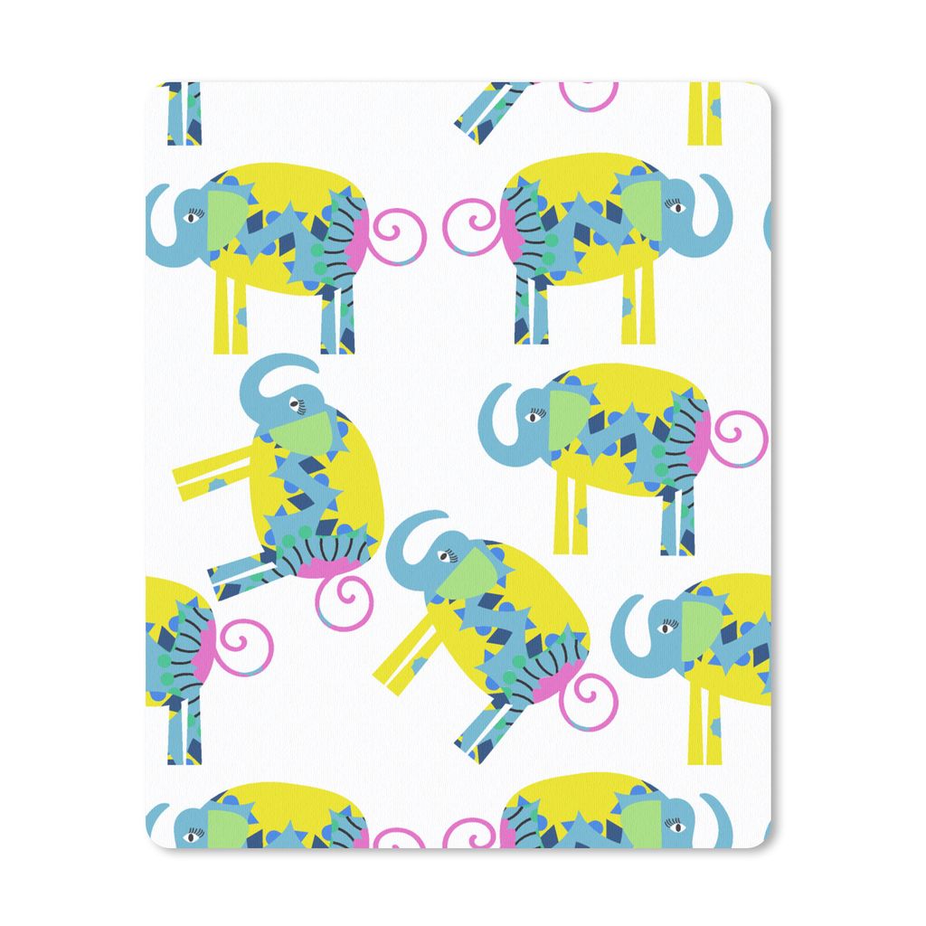 MuchoWow Mauspad Mousepad Elefant - Gelb - Ornament - Muster 30x40 cm - Mousepads - Maus Mat - Pad - Mausunterlage - Mausmatten