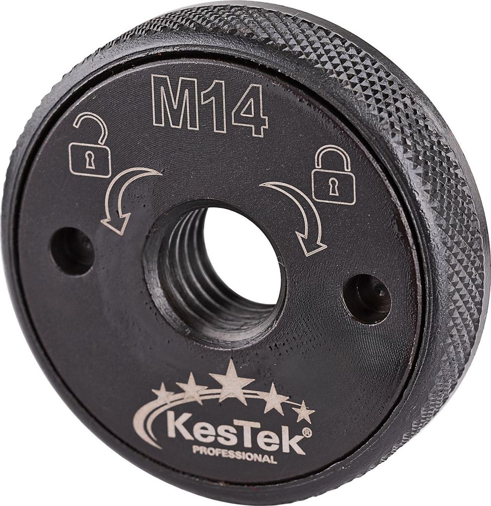 KesTek Schnellspannmutter Befestigungsmutter M14 Winkelschleifer Flex Fixierung befestigen Schraube lösen spannen Werkzeug Werkstatt Flansch Trennscheibe 396093 40080 4066986400803