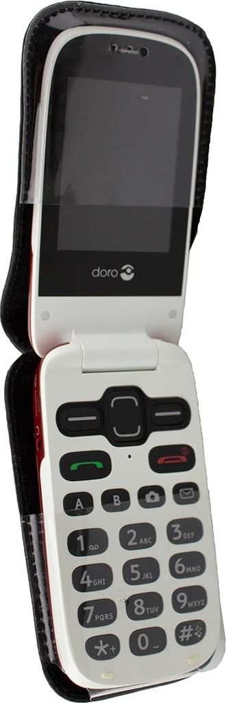 caseroxx Ledertasche mit Gürtelclip kompatibel mit Doro PhoneEasy 623 aus Echtleder, Tasche mit Gürtelclip und Sichtfenster