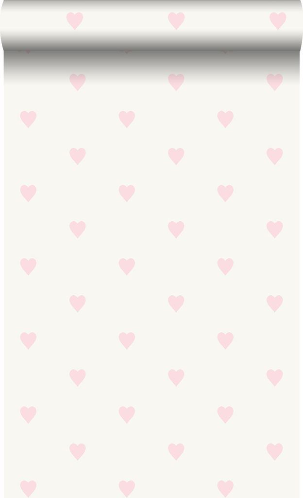 Origin Wallcoverings Tapete Herzchen Weiß und Rosa 53 cm x Produktbild 