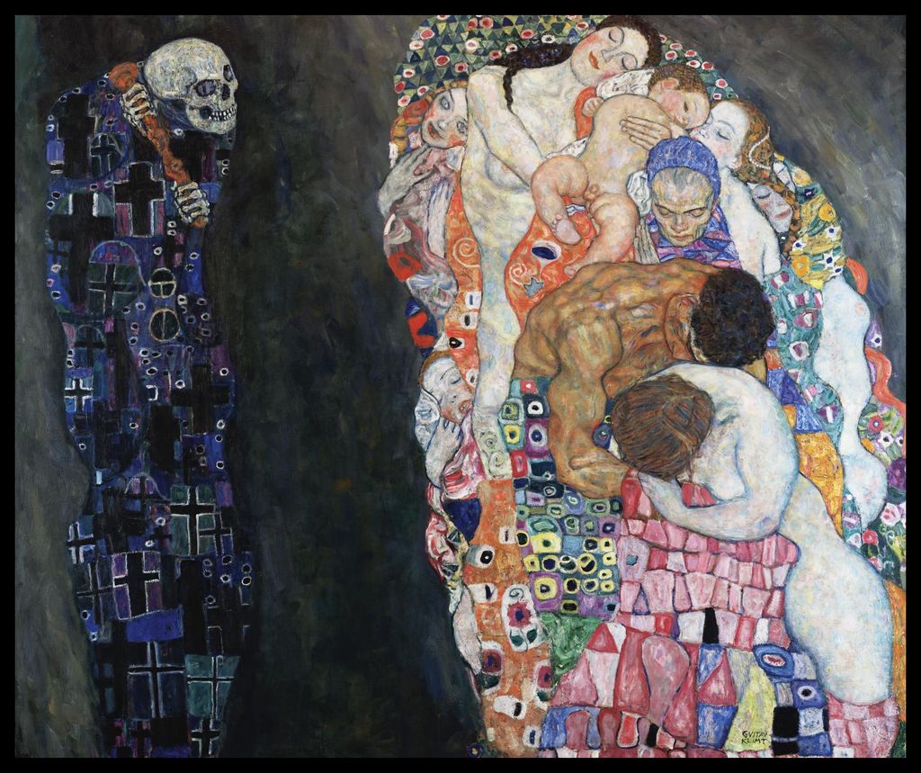 Plakat 60x50cm Tod und Leben, Gustav Klimt Vintage für das Wohnzimmer
