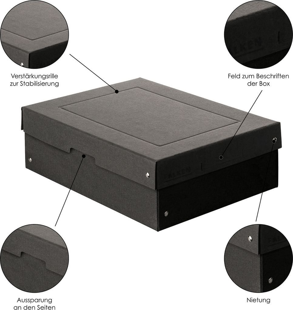 Falken 22001704 Úložný box - A4, 100 mm, černý Obrázek produktu 