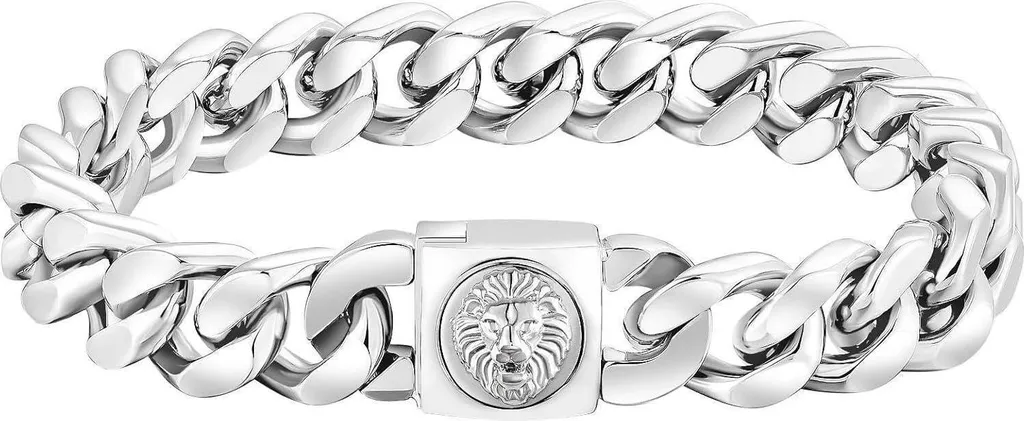 Bracciale Uomo Acciaio Oro 18K 12mm Leone - Eleganza Maschile