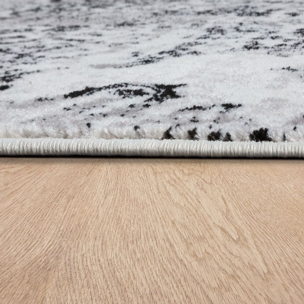 Designer Teppich Wohnzimmer Teppiche Ornamente Vintage Optik Schwarz Weiß Grösse 120x170 cm