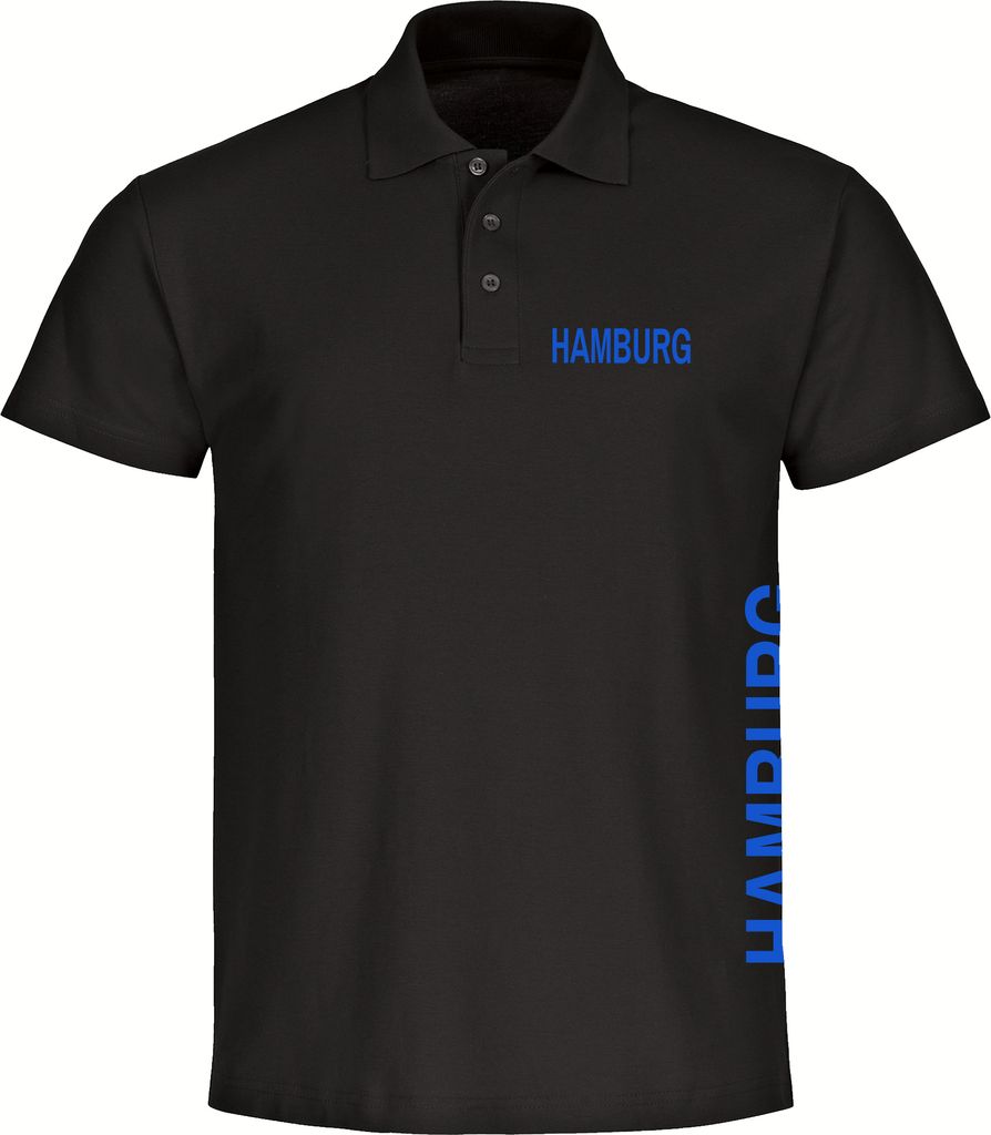 multifanshop Poloshirt - Hamburg - Brust & Seite, schwarz, Größe XL