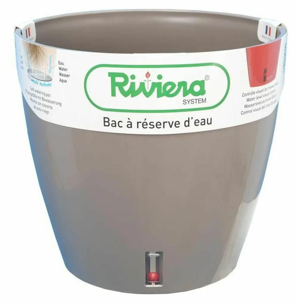 Aménagez votre Terrasse avec le Pot de Fleurs Riviera Eva Taupe Diamètre 46 cm
