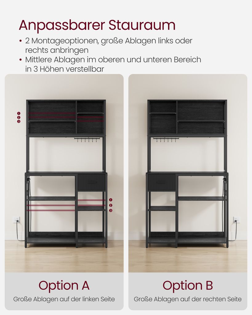 UBRAVOO Mikrowellen-Regal - Verstellbar & Platzsparend Mit Haken