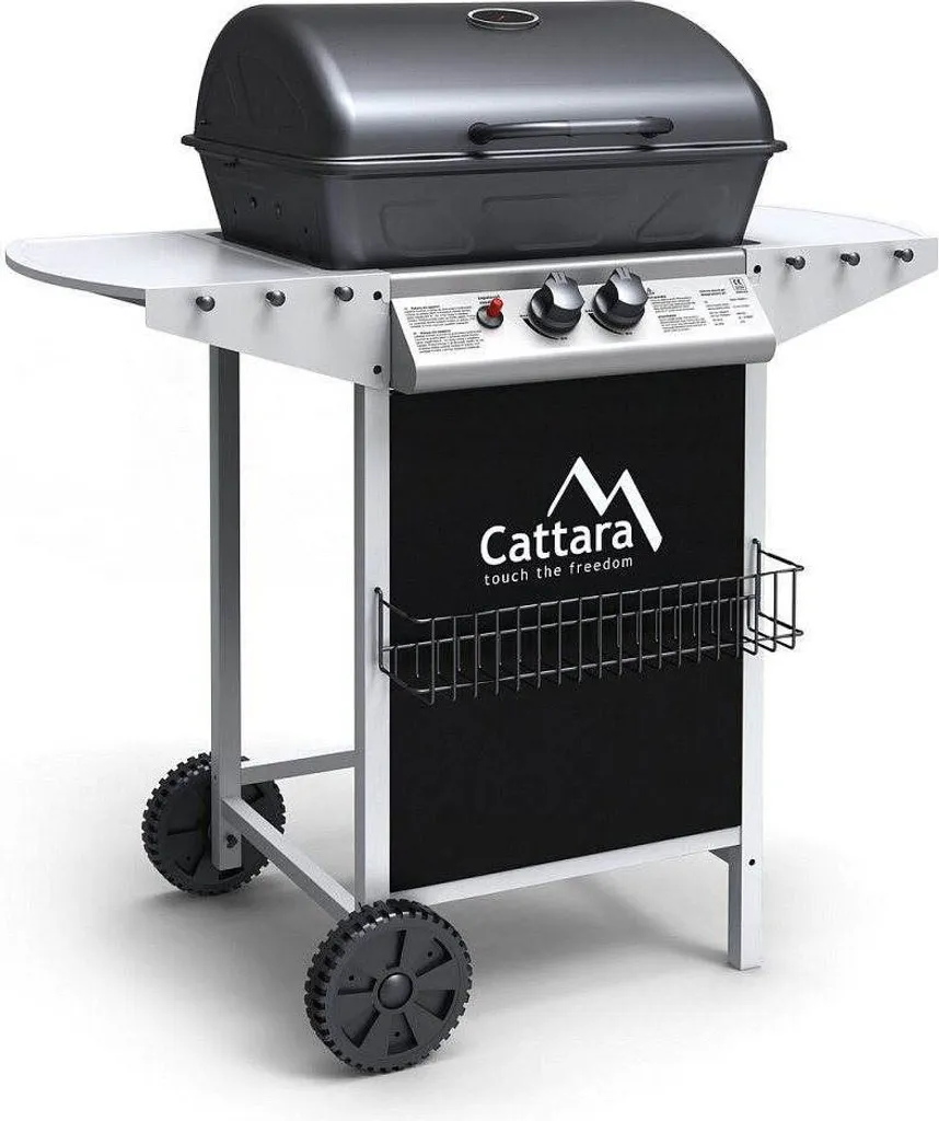 Barbecue de Jardin Cattara Party Point Mobile avec Couvercle Emaillé Noir
