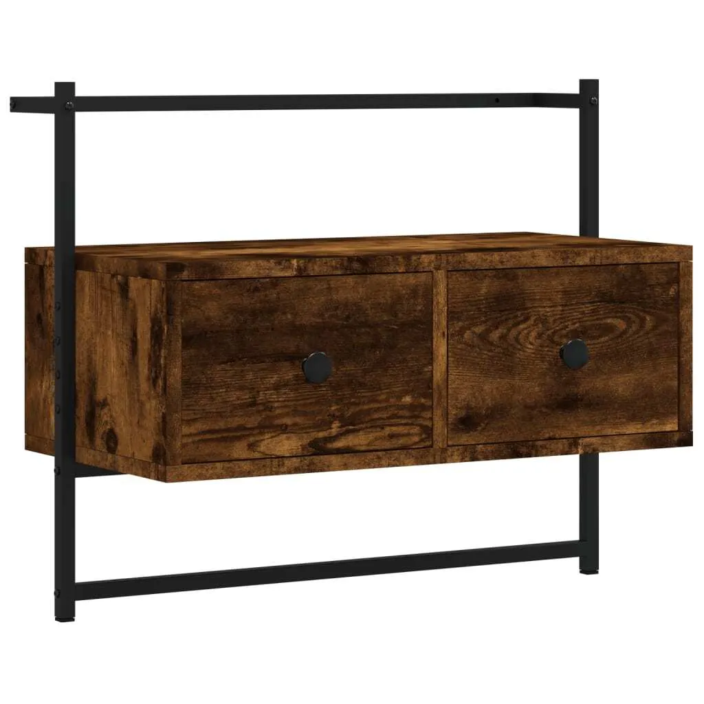 Mobile Porta TV SYFAX a Parete Rovere Fumo - 60,5x30x51 cm Legno