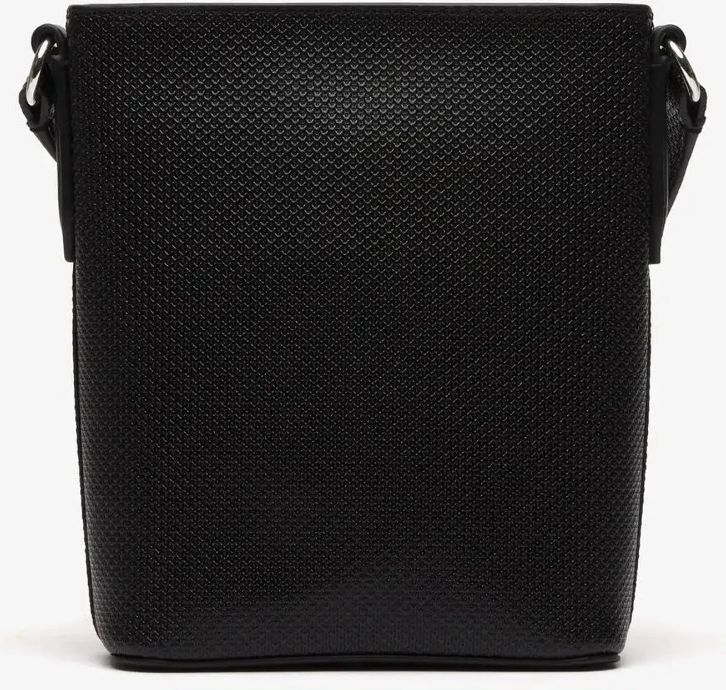 Lacoste Chantaco Classics Vertical Crossover Bag en Cuir Piqué Noir