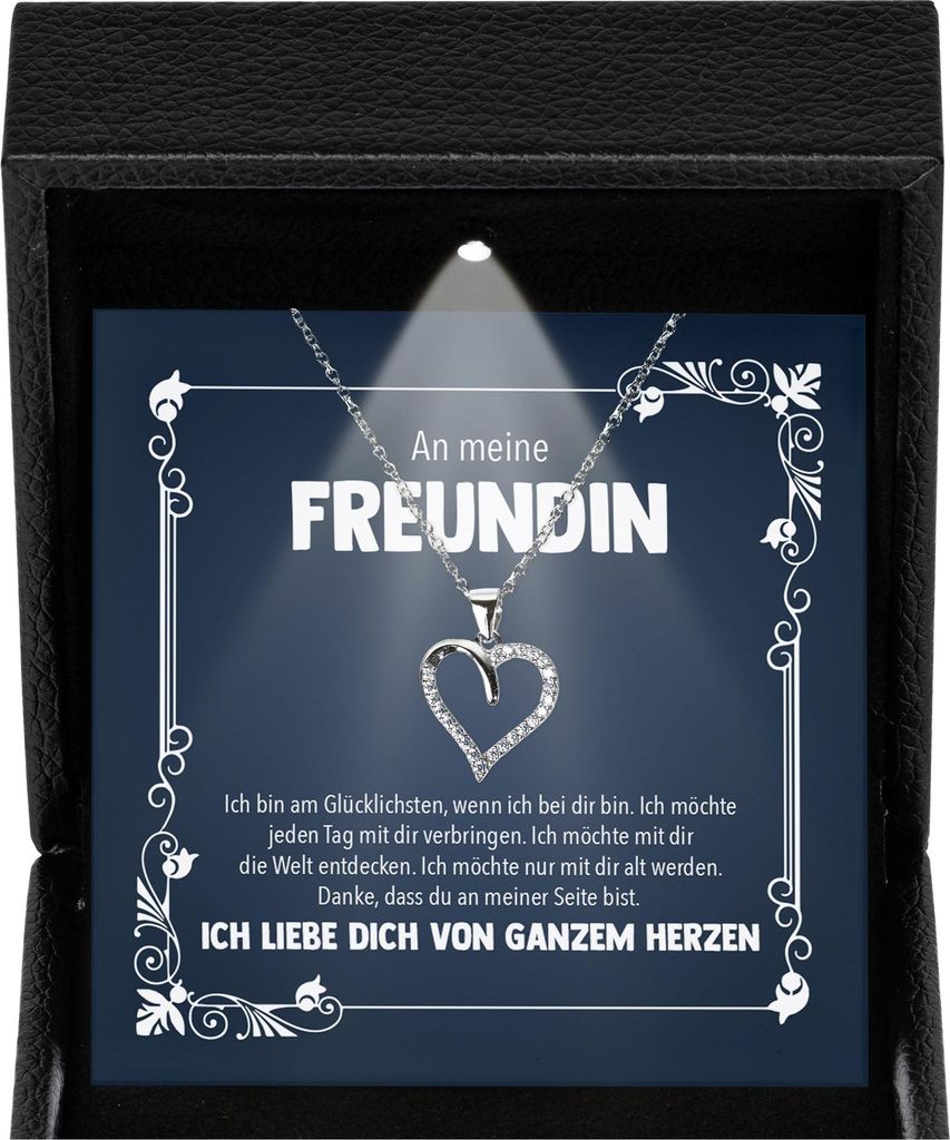 22Feels Freundin Ich Liebe Dich Geschenk Frauen Schmuck - Silber 925/000 Herz Halskette - Damen Valentinstag für Sie Jahrestag Schatz - Karte Prem...