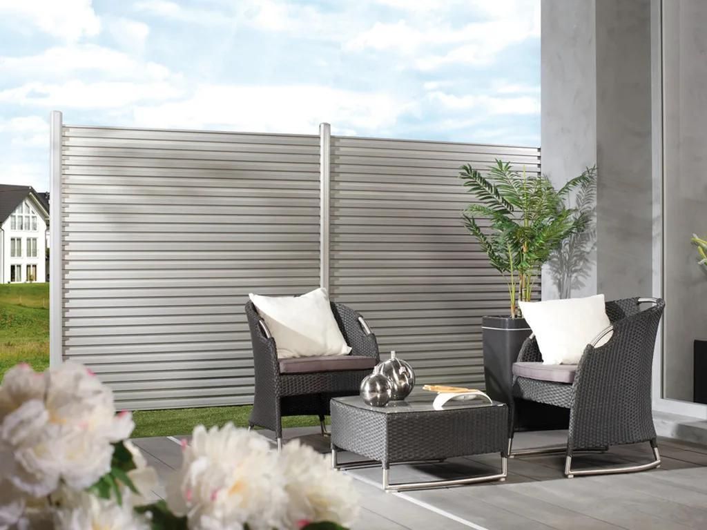 TraumGarten Silber 80x80 mm Pfosten SYSTEM WPC ALU Basic zum Einbetonieren, Pfostenkappen und Endprofil enthalten, robuste Metallkonstruktion, einf...