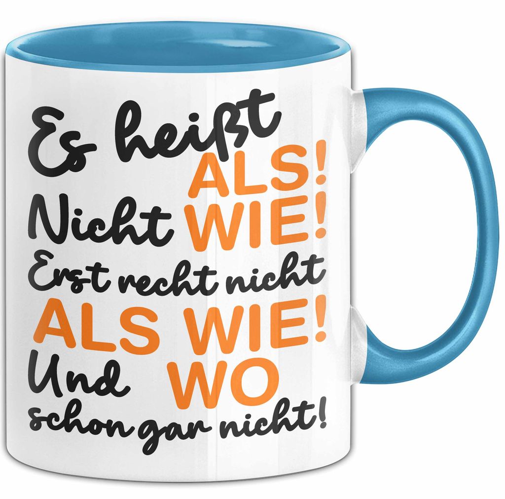 Deutschlehrer Unterricht Tasse Geschenk Lustige Geschenkidee Spruch (Blau)
