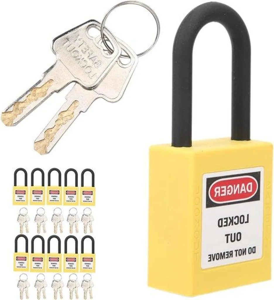 Lot de 10 attaches en nylon 38 mm jaune pour la sécurité en usine