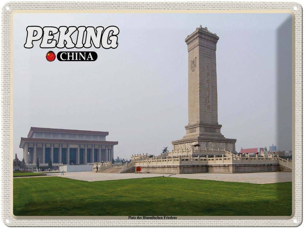 vianmo Blechschild 30x40 cm Peking China Platz Himmlischen Friedens Bildmotiv Reisemotiv Abenteuer Reisen