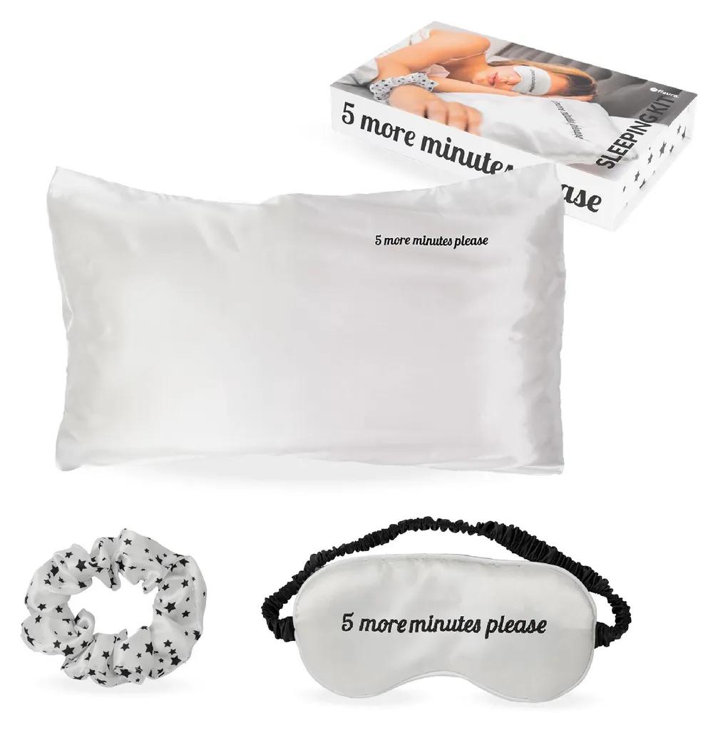 Coffret bien-être nuit : taie d'oreiller satin, masque et chouchou doux