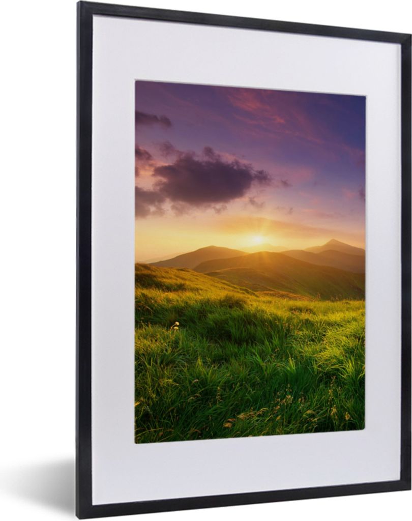 MuchoWow® Gerahmtes Poster Berge - Sonne - Natur 30x40 cm - Produktbild 