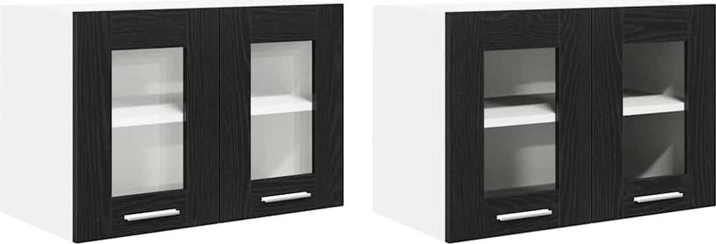 Hängeschrank mit Tür 2 pcs Schwarz Eichen-Optik 60 x 31 x 40 cm