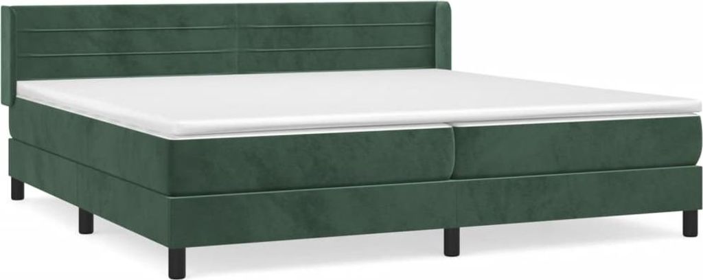 vidaXL Boxspringbett mit Matratze Dunkelgrün 200x200 cm Samt