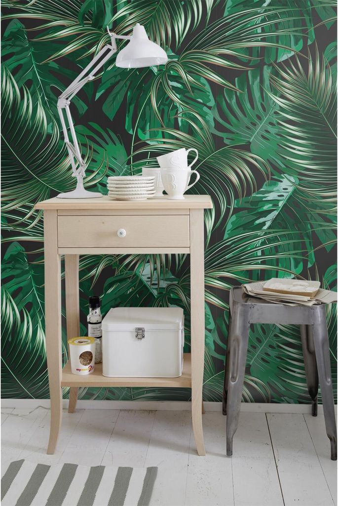 Coloray Fototapete 360x250 cm An Einer Wand Latex Latextapete - Blätter im Dschungel.