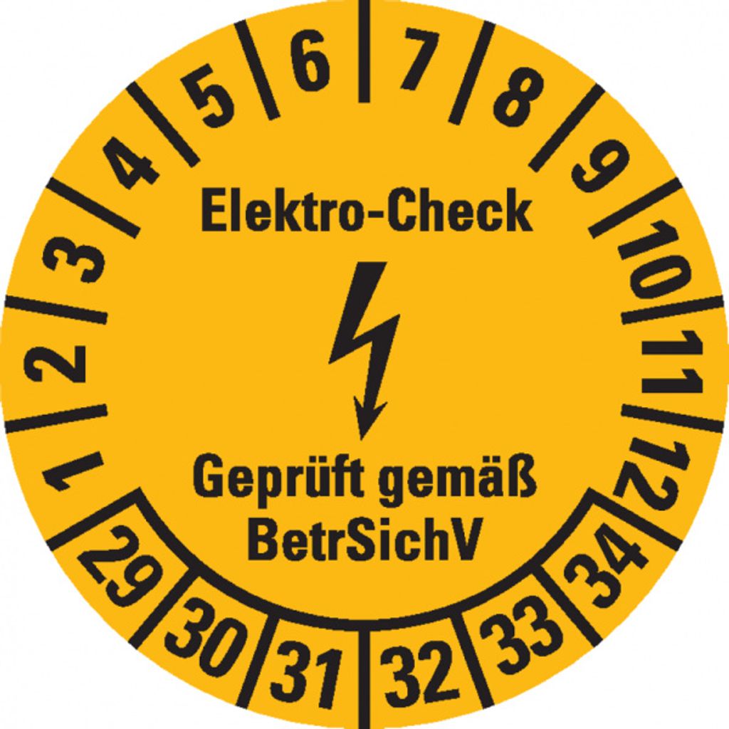 Dreifke Prüfplakette Elektro-Check BetrSichV, 29-34, gelb/schwarz, Dokumente...
