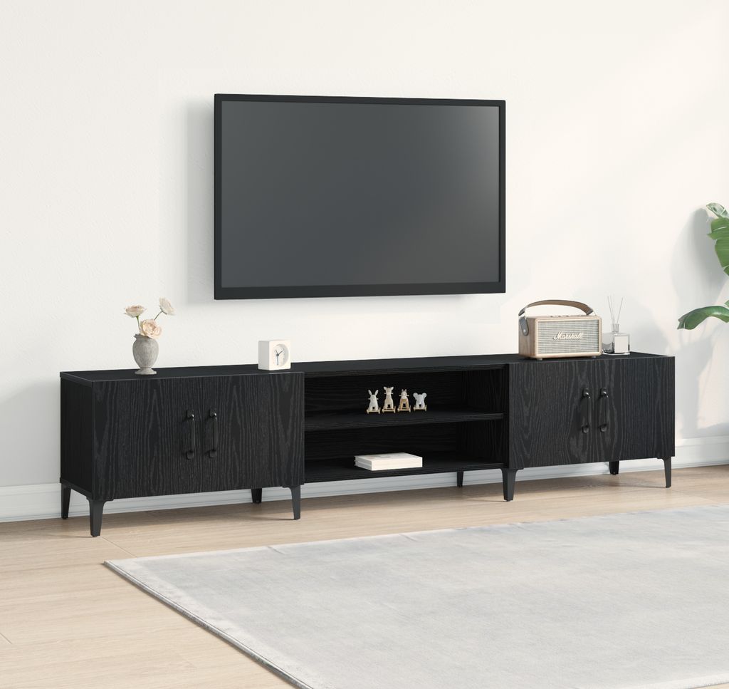 vidaXL TV-Schränk Schwarz Eichen-Optik 180 x 31,5 x 40 cm