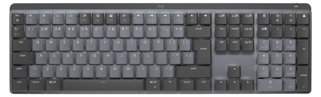 Logitech Master Series MX Mechanical - Tastatur - hinterleuchtet - kabellos - Bluetooth LE - QWERTY - US International - Tastenschalter: Tactile Qu...
