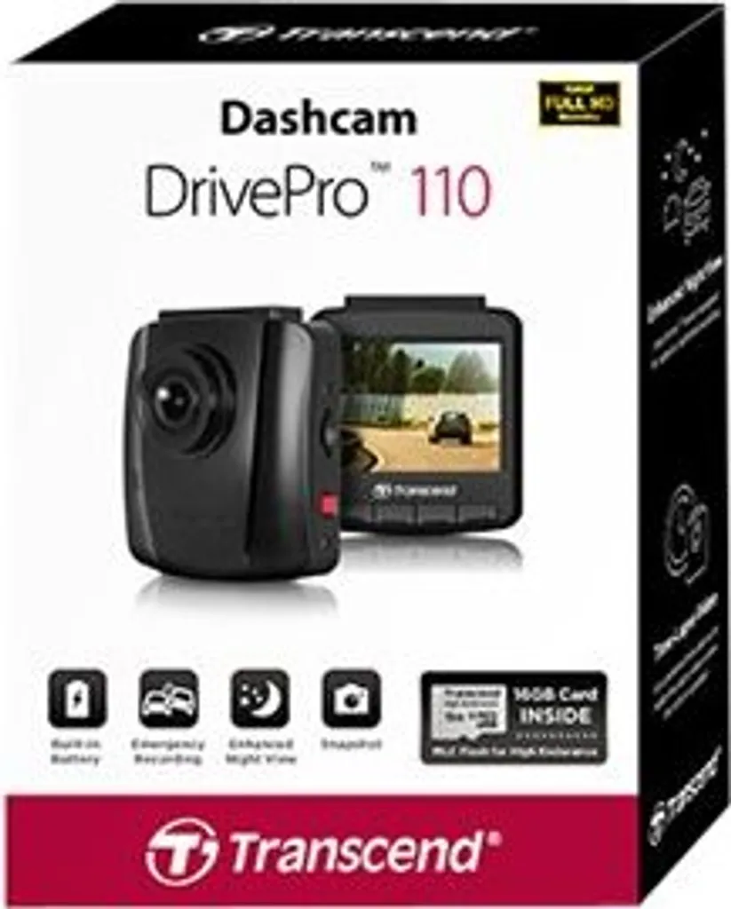 Transcend DrivePro 110 Dashcam avec carte microSD 32GB incluse - Noir