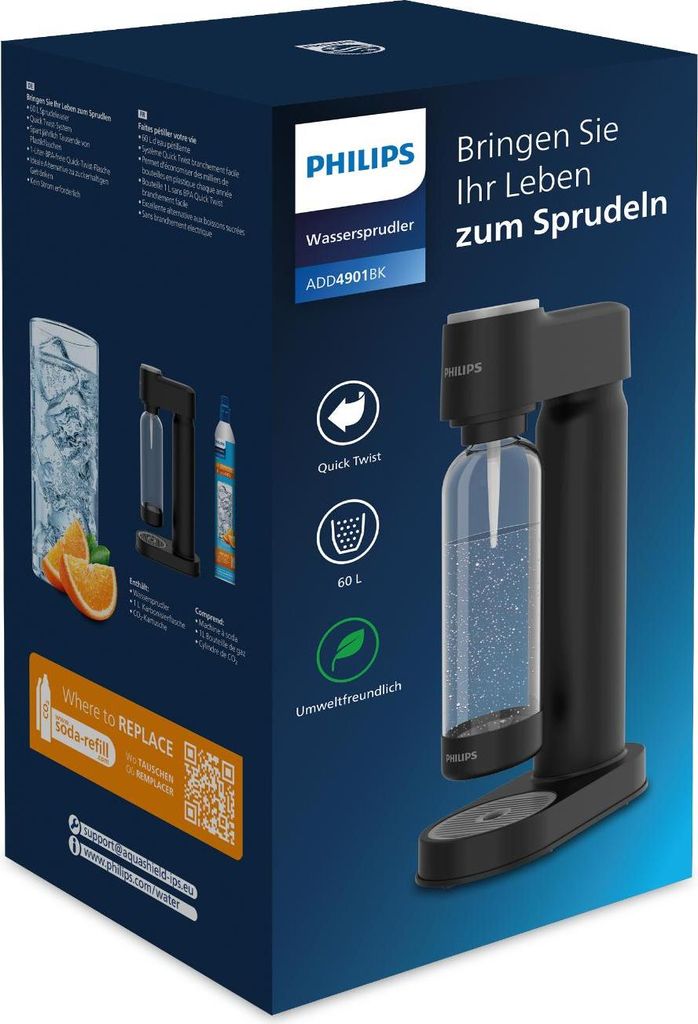 Philips Wassersprudler GoZero ADD4901BK schwarz Produktbild 