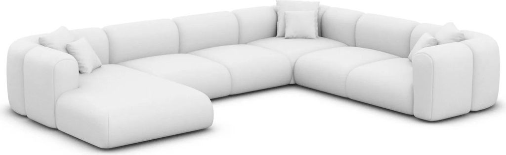 Echtleder U-Form XXL Wohnlandschaft Belio Weiß Links