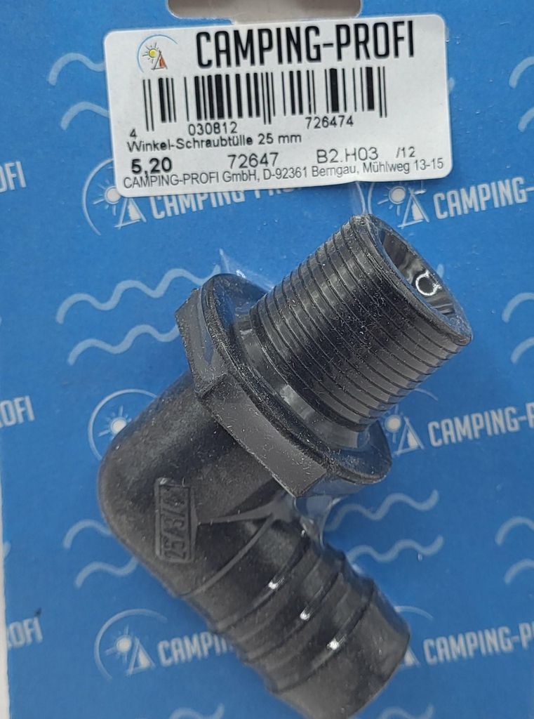 Schraubtülle 25 mm Winkeldesign, robust, korrosionsbeständig, mit Leckageschutz für Wasser- und Luftleitungen in engen Räumen.