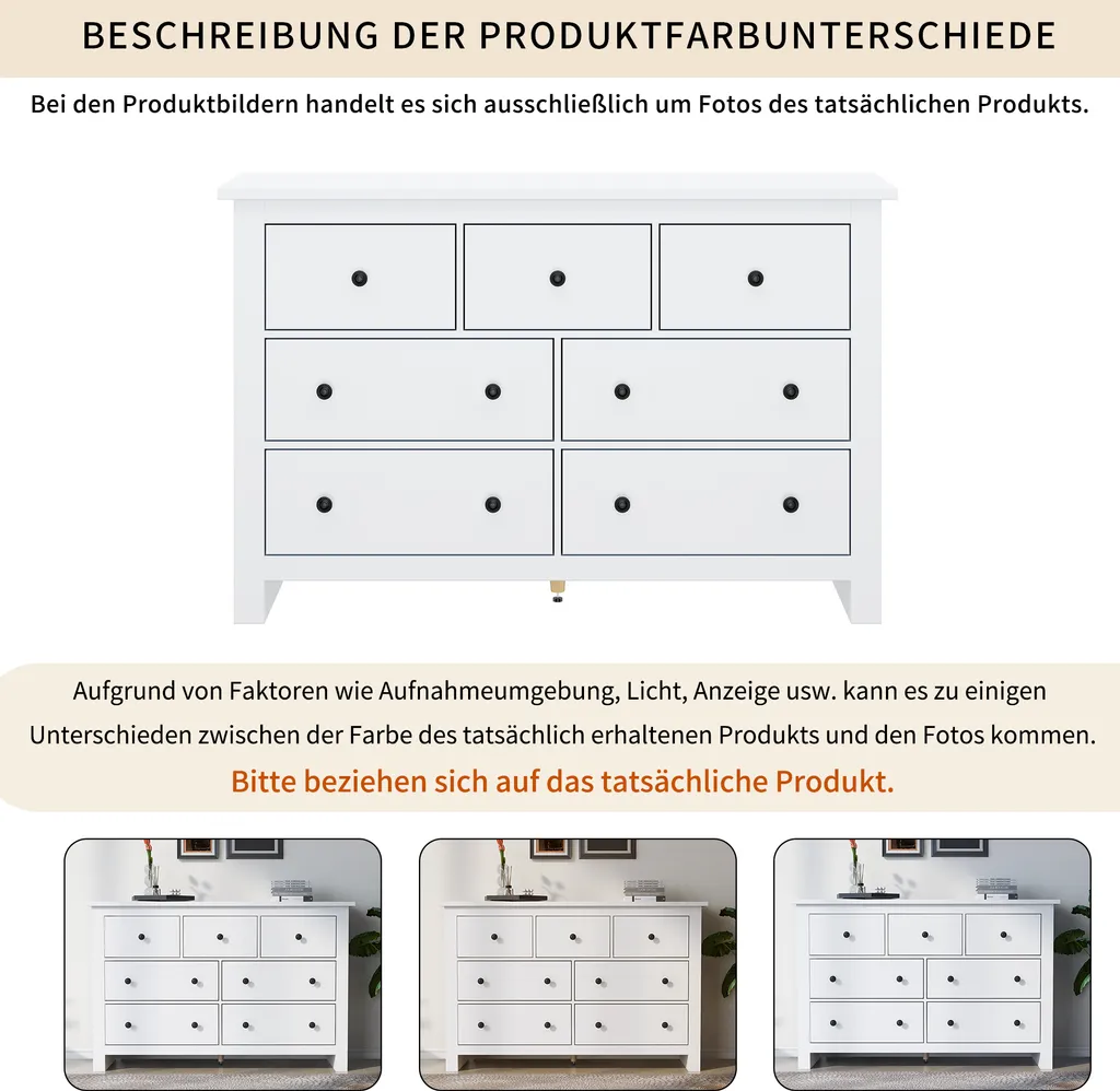 Commode de Rangement en Bois Blanc 140cm Style Buffet de Campagne - 7