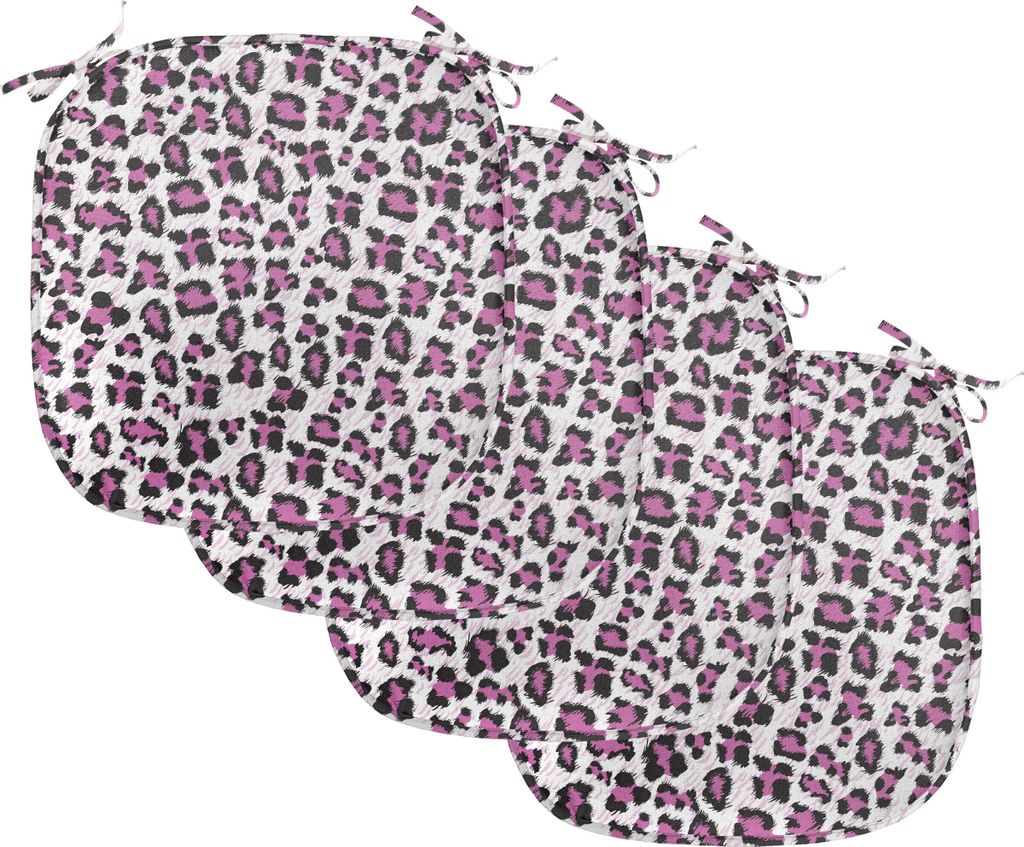 ABAKUHAUS Leopard-Druck Polster für Esszimmerstühle, Girly-Rosa-Schwarz, Dekoratives wasserfestes Kissen mit Riemen für Küchensitze, 40 cm x 40...