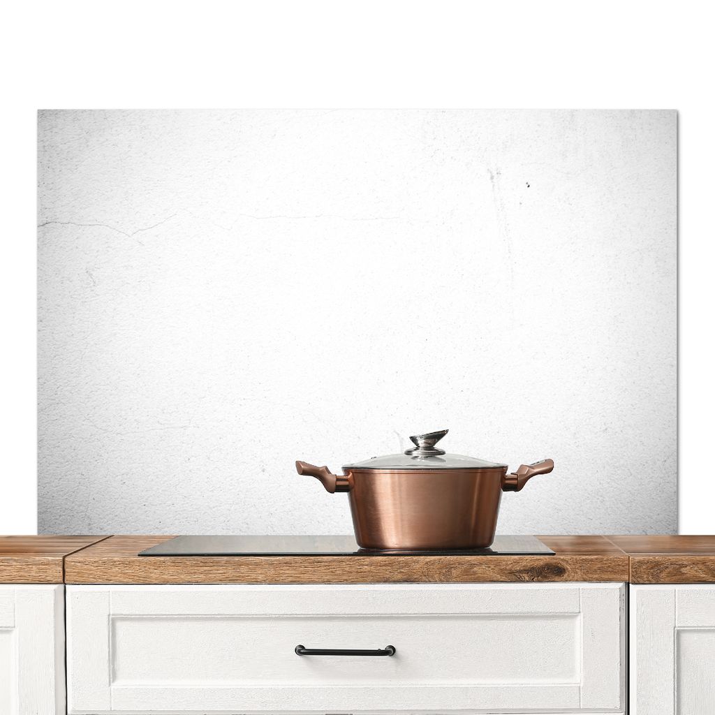 KitchenYeah Spritzschutz Küche - Küchenrückwand - Wandschutz für Herd und Spüle - Beton - Weiß - Modern 120x80 - Alu-Dibond (Alternative zu...
