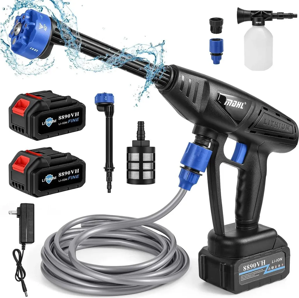 Kit Idropulitrice Cordless Lavaggio Auto | 2 Batterie | Ugello Multifunzione