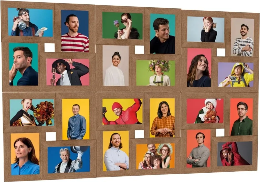 Cornice Multipla 24 Foto 13x18 Marrone Chiaro - Ricordi Famiglia MDF