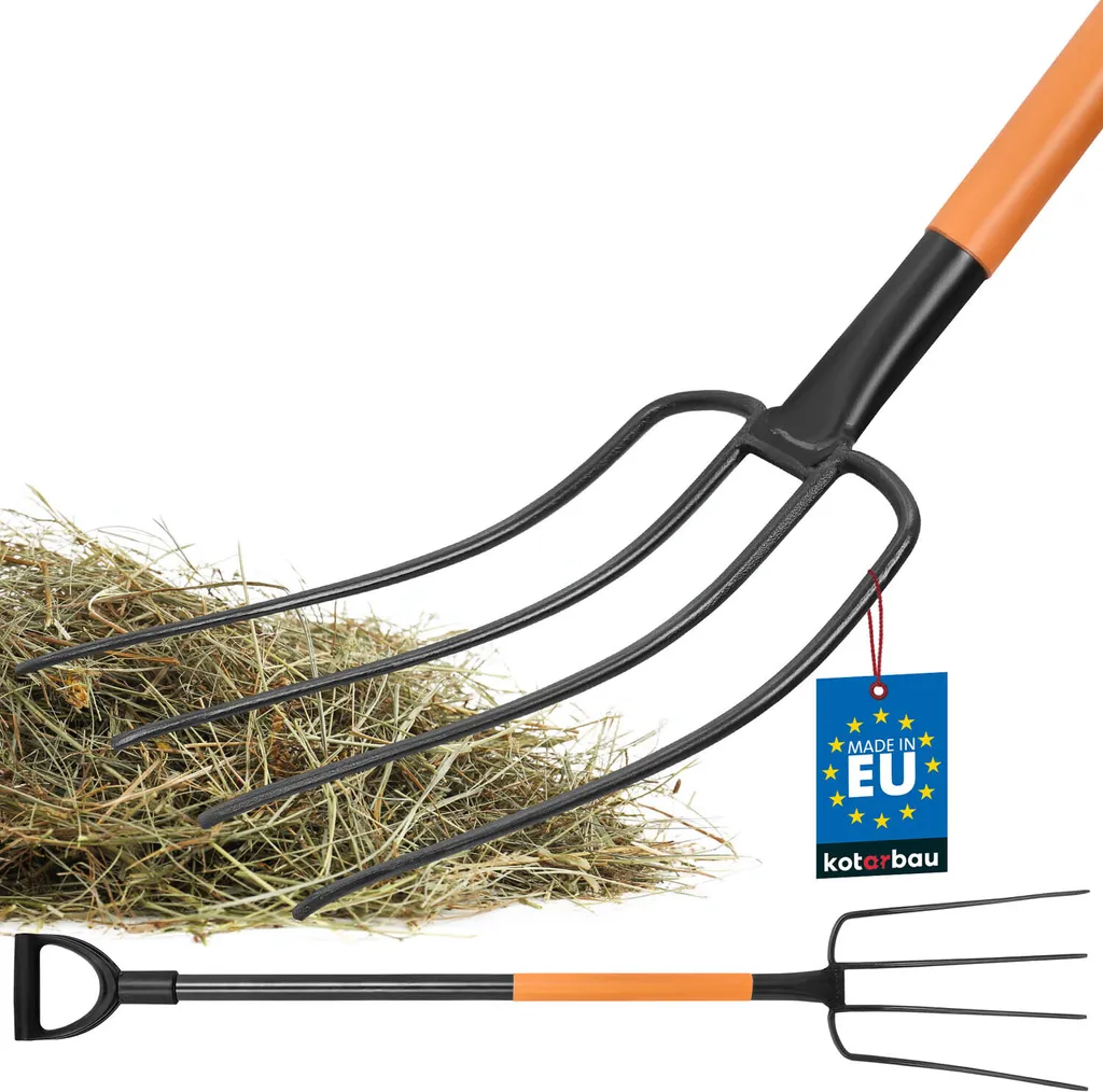 Forca per Letame KOTARBAU 120cm - Forcone 4 Rebbi Acciaio per Agricoltura