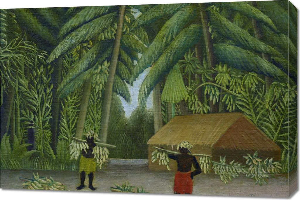 Bild 90x60cm Bananenernte, Rousseau Vintage für das Wohnzimmer
