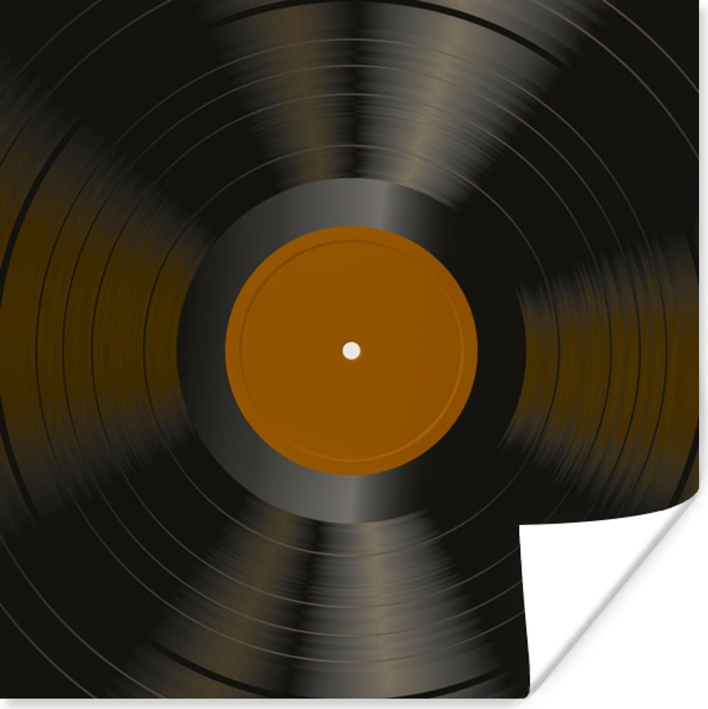 MuchoWow Poster Vinyl - LP - Schallplatten - Braun 30x30 cm - Wandposter - Printing