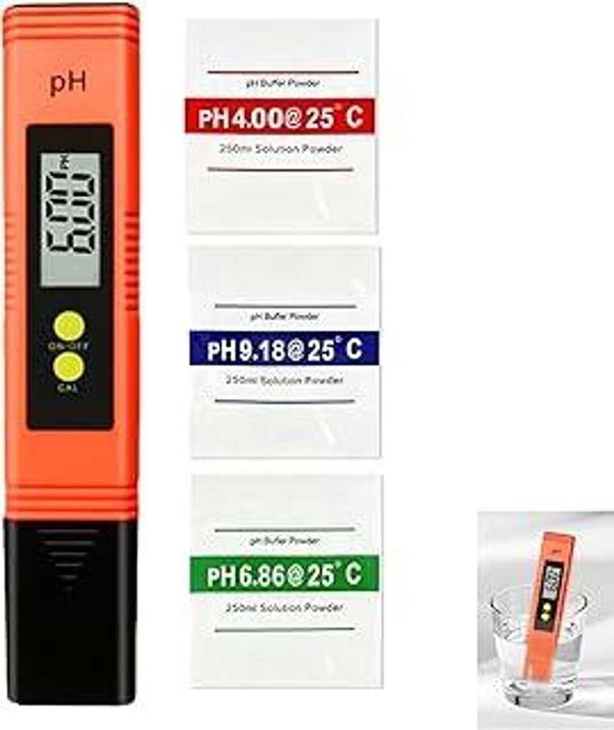 PH Messgerät Digital, PH Meter mit LCD Anzeige, Tragbarer 0.00-14.00, Hohe Genauigkeit ±0,01, Tester Automatische Kalibrierung, Wasserqualitätsp...