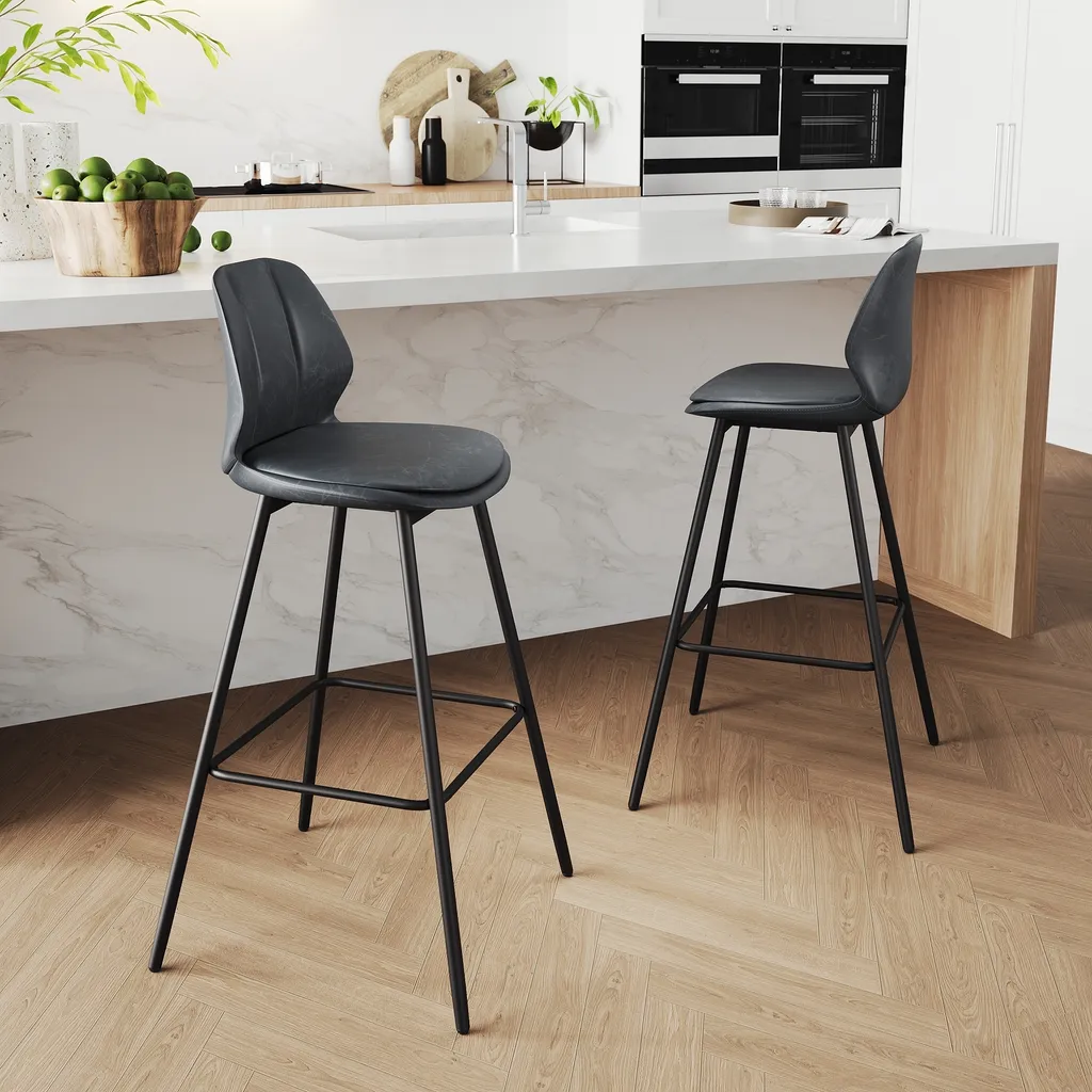 Set 2 Sgabelli Bar SONNI Neri - Eleganza Minimal per Casa e Locali